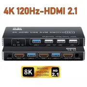 8K KVM Switch HDMI 2.1 4K 120Hz 2 Port USB 3.0 KVM Switcher Box 2X1 for Keyboard