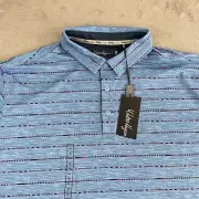 Walter Hagen Polo Shirt Men XL Blue Daybreak Linear Gridlock Performance NWT