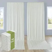 Htper 10 Panels 5x12ft Ivory Backdrop Curtains for Parties, Wrinkle Free Polyester Ivory Photo Backdrop Drapes 12 ft Long Back Drop Cloth for Wedding Birthday Photography Background Party