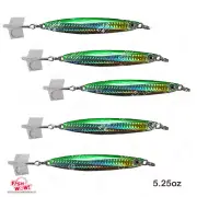 5pcs Fish WOW! Green 150g colt sniper Vertical jig 5.25oz MUSTAD 3x Treble Hook