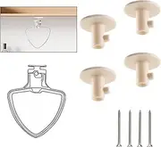 [JDFHFGB] 4 Pack Stand Mixer Attachment Holders,White Plastic Galley Aid Mixer Compatible Attachment for Flat & Flex Edge Beater,Storing Dough Hooks and Wire Whip Organizer