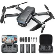 Holyton Drone with Camera, Brushless Motor, 1080P Camera, Foldable, 3 Batteries,