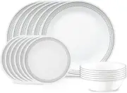Corelle Mystic Gray 18 pc Vitrelle Glass Dinnerware Set Service for 6 2DAY SHIP
