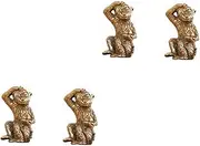 [EXAOMBLE] 2sets Brass Monkey Decor Desktop Ornament Unique Home Accessory 2pcs*2