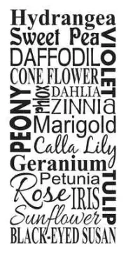 Flowers STENCIL**Subway Style List of Flowers**for Primitive Garden Signs Large