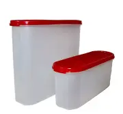 Tupperware Modular Mate ~ 2 Super Oval Storage 16.5 C & 8.5 C Passion Red Seals
