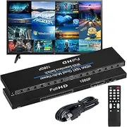 HDMI Quad MultiViewer 16x1, Seamless Switcher 16 in 1 Out with IR Remote Control, Support 1080p and 8 Viewing Modes