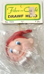 Vintage FIBRE-CRAFT Dwarf Doll Head 4 1/4" - No. # 7585 NEW