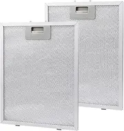 Hood Mesh Filter Replacement, 2PCS 32 x 26cm Aluminum Alloy Cooker Hood Filter, Universal Grease Filter for Kitchen, Extractor Fan Vent