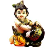 Makhan Chor Baby Krishna Resin Sculpture ( Size 7X 5 Inch, Multicolor ) US