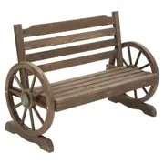 Wooden Wagon Wheel Bench Seat (Brown)