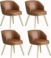 Accent Chair Water Proof PU Leather Dining Chair, Armchair with Metal Legs, Kitchen Chairs Set of 4, Makeup Chair for Bedroom Side Chair Reading Seating