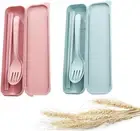 3Set Wheat Straw Portable Utensils Spoon Fork Chopsticks, 2pcsTravel Wheat Straw