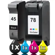2 Pack Compatible Ink Cartridges for HP 45 and HP 78 (51645AA, C6578DA) - Includes 1 Black and 1 Color Ink Cartridge