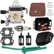 HUSWELL FS45 FS55 Carburetor for STIHL FS38 FS45 FS46 FS55 KM55 HL45 FS45L FS45C FS46C FS55C FS55R C1Q-S97 String Trimmer Weed Eater w Air Filter Cover & Housing Fuel Line Kit