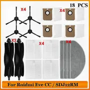 Spare Parts Kit for Roidmi Eve CC SDJ12RM Robot Vacuum Cleaner - Main Roller, Side Brush, HEPA Filter, and Mop Cloth