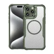 For iPhone 16 Pro Max Case, Compatible with MagSafe Carbon Texture Cover,Green