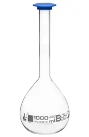 Eisco 1000ml Volumetric Flask with Snap Cap, Class B, Borosilicate Glass