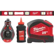 Milwaukee Magnetic I-Beam Level + 100 ft. Bold Line Chalk Reel Kit w/ Red Chalk