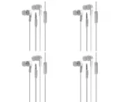 4x Laser 3.5mm AUX Wired 1.2m In-Ear Earphones w/ Microphone For Smartphones WHT