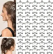 Reayou 40 PCS 1.22" Snap Star Hair Accessories Star Hair Clips Non Slip Star Clips for Girls Women Y2K Accessories Silver Metal Hair Clips Star Hair Barrettes Star Hair Clips for Women Star Hair Clip