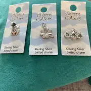 Vintage LOT (3) Sterling Silver Plated Charms Frog Clover Monkeys NWT