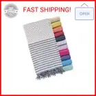 RAY SILVER Turkish Beach Towel – 100% Turkish Cotton 40"x71" quick dry oversized