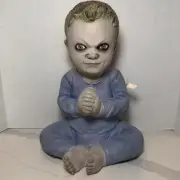 Spirit Halloween Deceptive Dougie Sitting Blue Zombie Baby Decor Latex Gemmy 16"