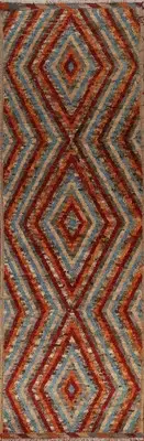 Plush Wool Berber Moroccan 10 ft Runner Rug Hand-made Oriental Carpet 3x10