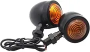 LED Indicator Blinkers Amber Lamp Accessories 2Pcs 12V Retro Blinkers Amber Lens Indicator Blinker Lights for Ha&rl&ey Racer(Black)