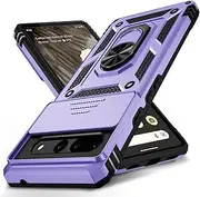 for Google Pixel 7 Pro Case with Camera Lens Cover, 10 FT Military Grade Drop Protection, Magnetic Ring Holder Kickstand Protective Phone Case for Pixel 7 Pro, Lavender