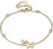 GAROZATION Diamond Bracelet 18k Gold Plated Unicorn Titanium Steel for Women Girls