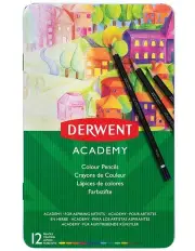 [Derwent] Academy Art Hexagonal Colour Pencil Tin Set 3.3mm 12 Pack
