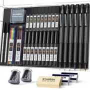35Pcs Art Mechanical Pencil Set with Case 0.5 0.7 0.9 2.0 Graphite Metal Drawin