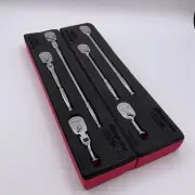 NEW Snap-on Tools USA 6pc 1/4" Drive Chrome Fixed & Flex Head Ratchet Foam Sets