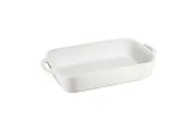 Staub Ceramic 34x24cm Gratin Dish Rectangular Cooking Bakeware w Handles White