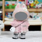 Labubu Baby Clothes 17cm Labubu Cloth Clothes Heartbeat Macaron Vinyl Face Doll Baby Clothes Replacement——style:CHA plush two-piece set