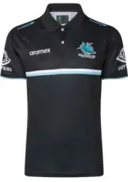 Cronulla Sharks 2023 NRL Kids Media Polo Shirt Sizes 6-14 BNWT