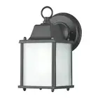 Sunset Lighting 1-Light 13W Outdoor Wall Lantern w/ Frosted Glass, Black Finish