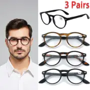 3 Pack Mens Womens Retro Spring Hinges Reading Glasses +1.0~3.5 Readers