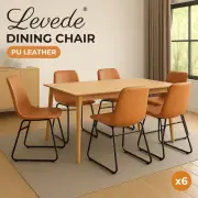 Levede 6x Dining Chairs Kitchen Table Chair Lounge Room Retro Padded Seat PU