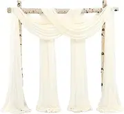 Wedding Arch Draping Fabric,4 Panels 28" x20ft Ivory Wedding Arch Drapes for Ceremony Chiffon Fabric Drapes Arbor Drapery Decorations for Reception Sheer Backdrop Curtains for Party Swag