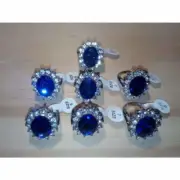 Set of 7 Womens Rings Blue Ring Silver Colour Size 6 7 8 9 10 Fashion Jewellery
