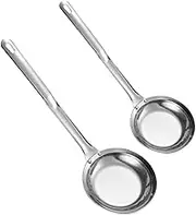 2pcs Colander Pot Pour Serve Wire Slotted Spoons for Cooking Kit Infuser Spoons Stockpot Fryer Filter Tap Grease Fryer Oil Filters Splatter Sauce Oven Juice Silver Stainless Steel