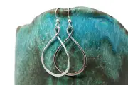 Teardrop Hoop Earrings 1.5 Inch Argentium Polished Silver