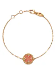 Roberto Coin 18K Yellow Gold Diamond, Pink Opal & Mother of Pearl Venetian Princess Medallion Reversible Bracelet