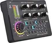 Live Sound Card o Recording Professional Sound Card Mixer with DJ Mixer Effects and Voice Changer BT Wirel o Interface Built-in Rechargeable Battery for Streaming Podcast Production Studio Black