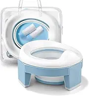 Portable Potty Training Seat for Toddler Kids - Foldable Training Toilet for Travel with Travel Bag and Storage Bag, Potty Training Toilet for Outdoor and Indoor Easy to Clean(Blue)