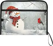 YMXFXP Expandable Filing Folder Snowman Chrismtas Bird, 13-Pocket Funny Cute Design with Sticky Labels, A4 Letter Size Document Organizer for Office, School, Boys, Girls