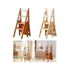 Folding Step Ladder Chair Multipurpose Wooden Step Stool Ladder Stool Shelf for